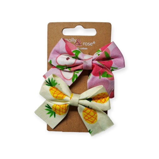 Picture of MOLLY&ROSE FRUIT PRINT BOW CLIPS 2 PCS